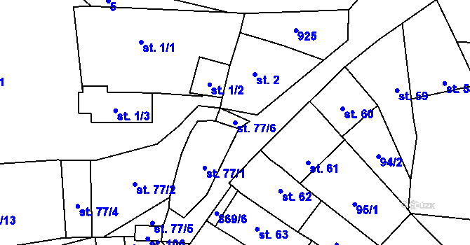 Parcela st. 77/6 v KÚ Sedlec u Libochovic, Katastrální mapa