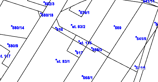 Parcela st. 115 v KÚ Sedlec u Libochovic, Katastrální mapa