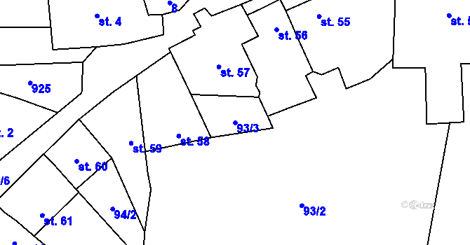 Parcela st. 93/3 v KÚ Sedlec u Libochovic, Katastrální mapa