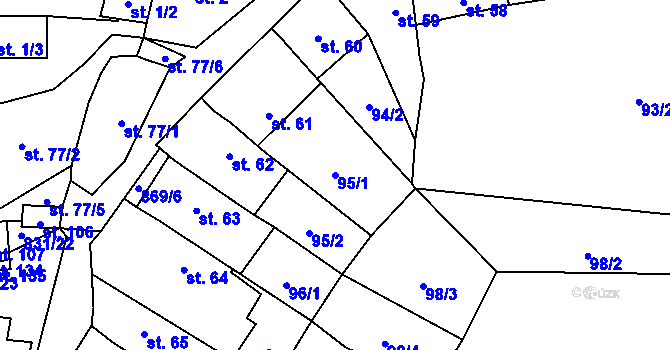 Parcela st. 95/1 v KÚ Sedlec u Libochovic, Katastrální mapa