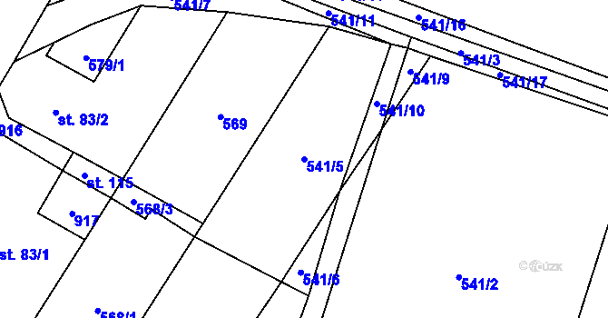 Parcela st. 541/5 v KÚ Sedlec u Libochovic, Katastrální mapa