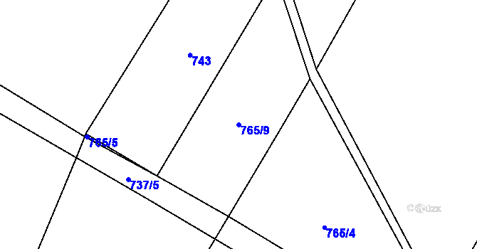 Parcela st. 765/9 v KÚ Sedlec u Libochovic, Katastrální mapa