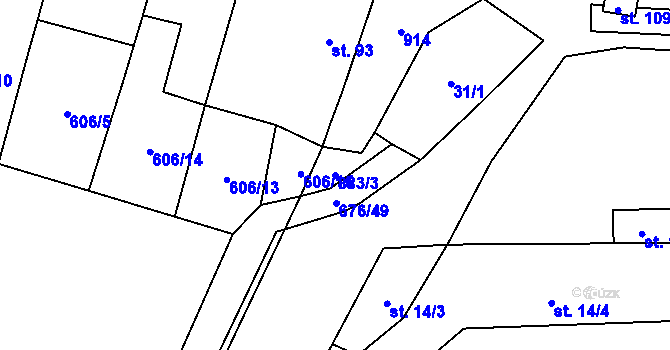 Parcela st. 883/3 v KÚ Sedlec u Libochovic, Katastrální mapa