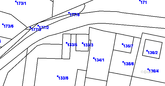 Parcela st. 133/3 v KÚ Sedlec u Mikulova, Katastrální mapa