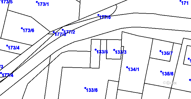Parcela st. 133/5 v KÚ Sedlec u Mikulova, Katastrální mapa