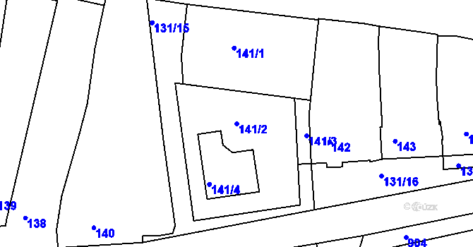 Parcela st. 141/2 v KÚ Sedlec u Mikulova, Katastrální mapa