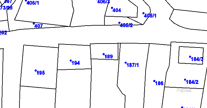 Parcela st. 189 v KÚ Sedlec u Mikulova, Katastrální mapa