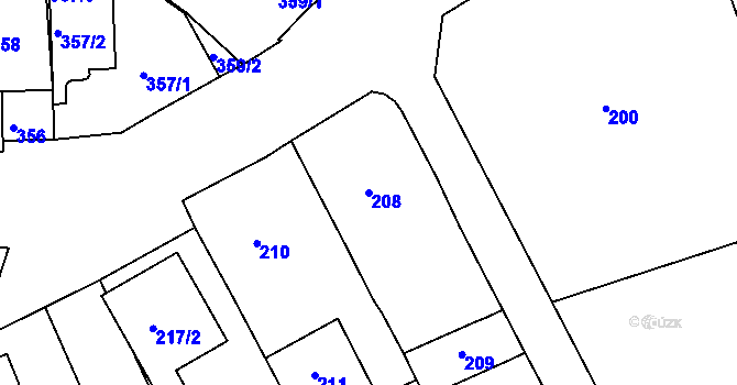 Parcela st. 208 v KÚ Sedlec u Mikulova, Katastrální mapa