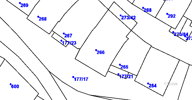 Parcela st. 266 v KÚ Sedlec u Mikulova, Katastrální mapa
