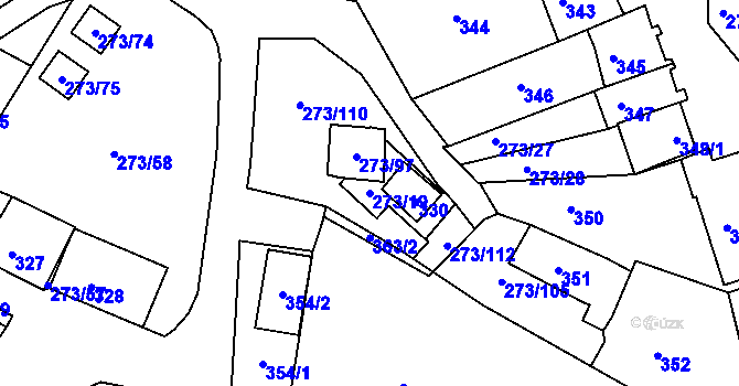 Parcela st. 273/19 v KÚ Sedlec u Mikulova, Katastrální mapa