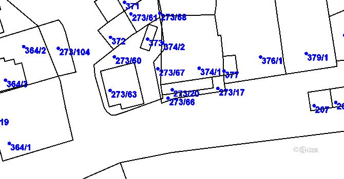 Parcela st. 273/20 v KÚ Sedlec u Mikulova, Katastrální mapa