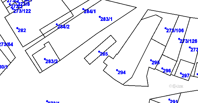 Parcela st. 285 v KÚ Sedlec u Mikulova, Katastrální mapa