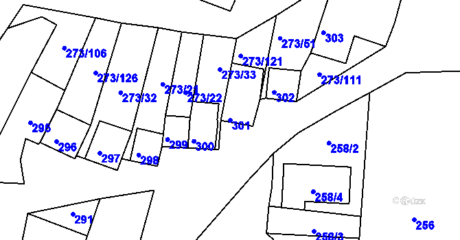 Parcela st. 301 v KÚ Sedlec u Mikulova, Katastrální mapa