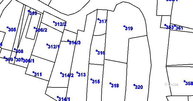 Parcela st. 316 v KÚ Sedlec u Mikulova, Katastrální mapa