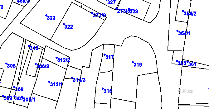 Parcela st. 317 v KÚ Sedlec u Mikulova, Katastrální mapa