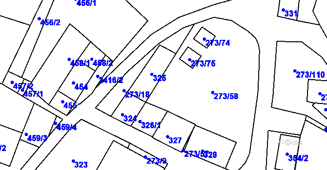 Parcela st. 326/2 v KÚ Sedlec u Mikulova, Katastrální mapa
