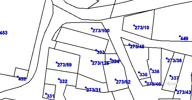 Parcela st. 333 v KÚ Sedlec u Mikulova, Katastrální mapa