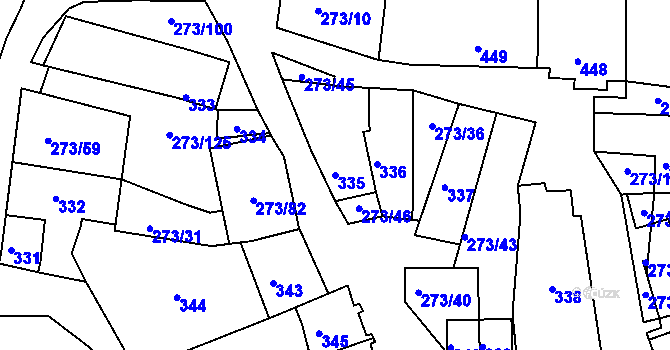 Parcela st. 335 v KÚ Sedlec u Mikulova, Katastrální mapa