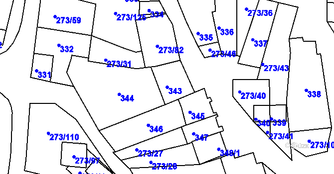 Parcela st. 343 v KÚ Sedlec u Mikulova, Katastrální mapa