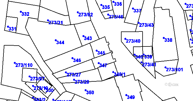 Parcela st. 345 v KÚ Sedlec u Mikulova, Katastrální mapa