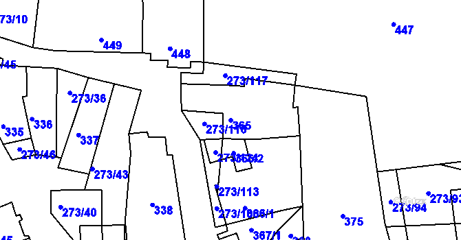 Parcela st. 365 v KÚ Sedlec u Mikulova, Katastrální mapa