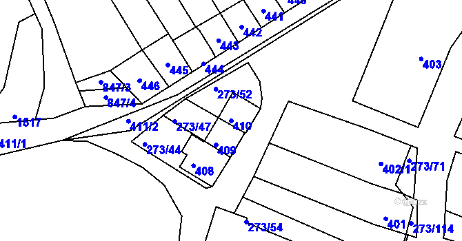 Parcela st. 410 v KÚ Sedlec u Mikulova, Katastrální mapa