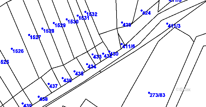 Parcela st. 432 v KÚ Sedlec u Mikulova, Katastrální mapa