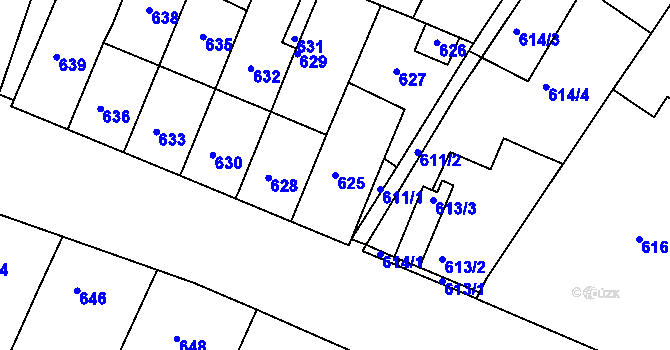 Parcela st. 625 v KÚ Sedlec u Mikulova, Katastrální mapa
