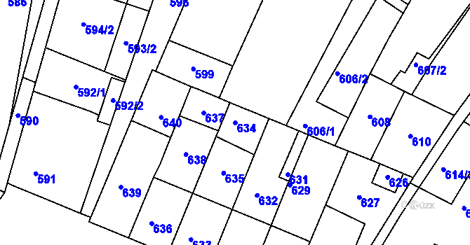 Parcela st. 634 v KÚ Sedlec u Mikulova, Katastrální mapa