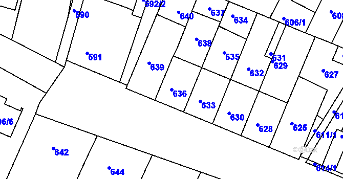 Parcela st. 636 v KÚ Sedlec u Mikulova, Katastrální mapa