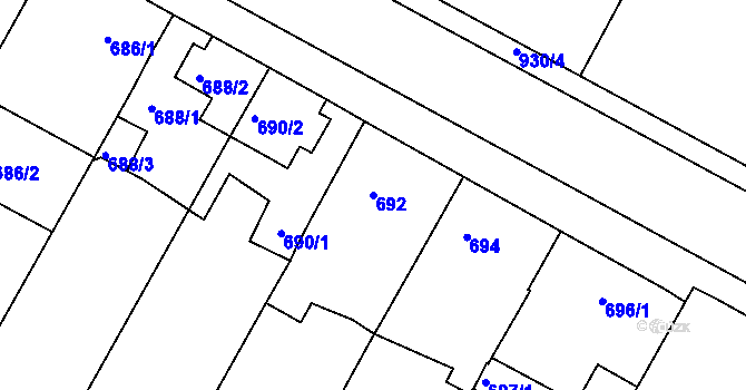 Parcela st. 692 v KÚ Sedlec u Mikulova, Katastrální mapa