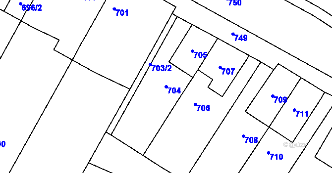 Parcela st. 704 v KÚ Sedlec u Mikulova, Katastrální mapa