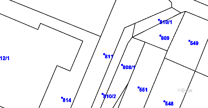 Parcela st. 811 v KÚ Sedlec u Mikulova, Katastrální mapa