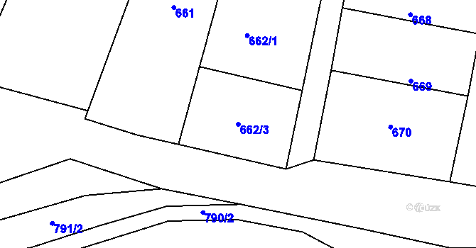 Parcela st. 662/3 v KÚ Sedlec u Mikulova, Katastrální mapa