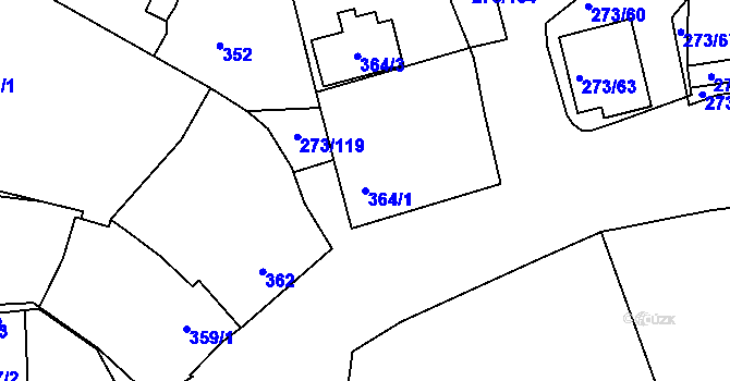 Parcela st. 364/1 v KÚ Sedlec u Mikulova, Katastrální mapa