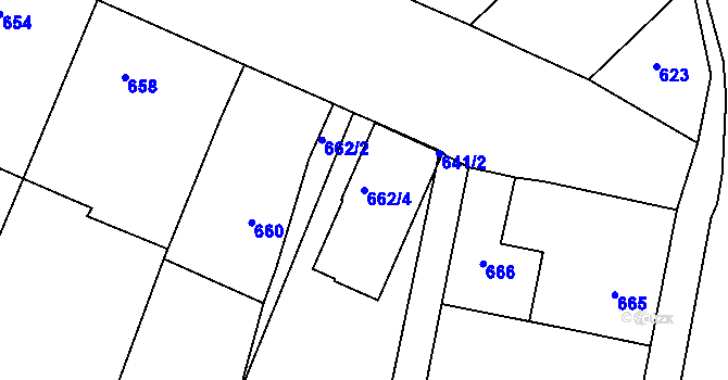 Parcela st. 662/4 v KÚ Sedlec u Mikulova, Katastrální mapa