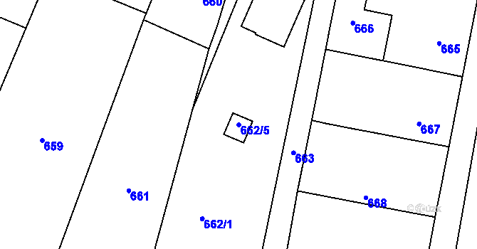 Parcela st. 662/5 v KÚ Sedlec u Mikulova, Katastrální mapa