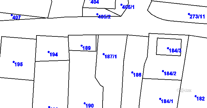 Parcela st. 187/1 v KÚ Sedlec u Mikulova, Katastrální mapa