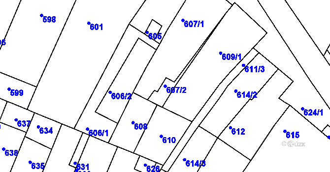 Parcela st. 607/2 v KÚ Sedlec u Mikulova, Katastrální mapa