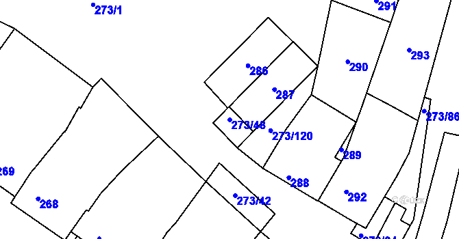 Parcela st. 273/48 v KÚ Sedlec u Mikulova, Katastrální mapa