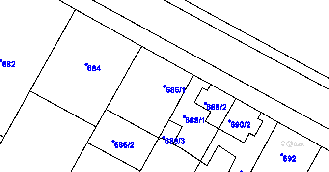 Parcela st. 686/1 v KÚ Sedlec u Mikulova, Katastrální mapa