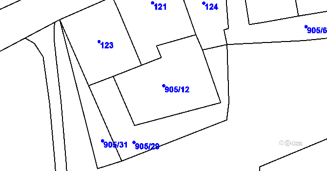 Parcela st. 905/12 v KÚ Sedlec u Mikulova, Katastrální mapa