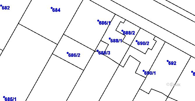 Parcela st. 688/3 v KÚ Sedlec u Mikulova, Katastrální mapa