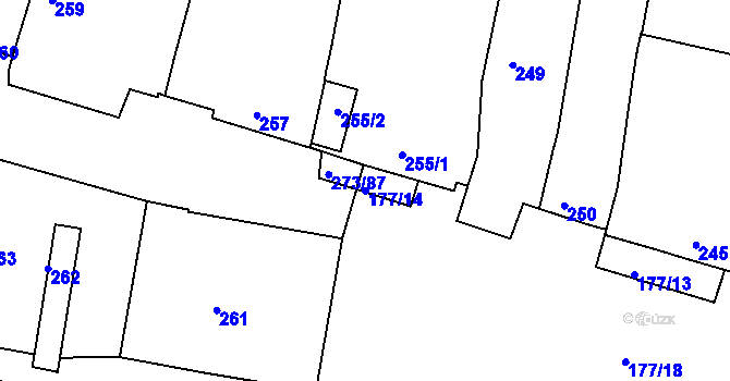 Parcela st. 177/14 v KÚ Sedlec u Mikulova, Katastrální mapa