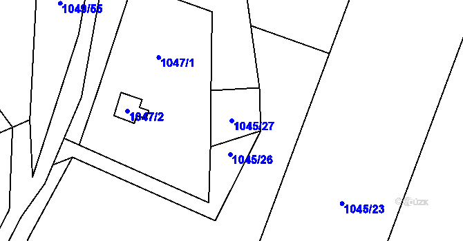 Parcela st. 1045/27 v KÚ Sedlec u Mikulova, Katastrální mapa