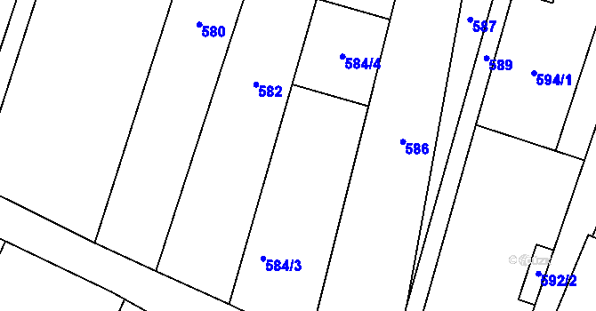 Parcela st. 584/2 v KÚ Sedlec u Mikulova, Katastrální mapa