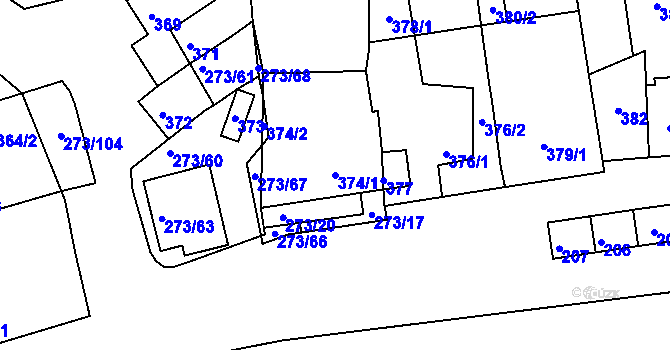 Parcela st. 374/1 v KÚ Sedlec u Mikulova, Katastrální mapa