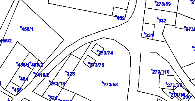 Parcela st. 273/74 v KÚ Sedlec u Mikulova, Katastrální mapa
