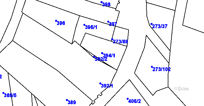 Parcela st. 394/1 v KÚ Sedlec u Mikulova, Katastrální mapa