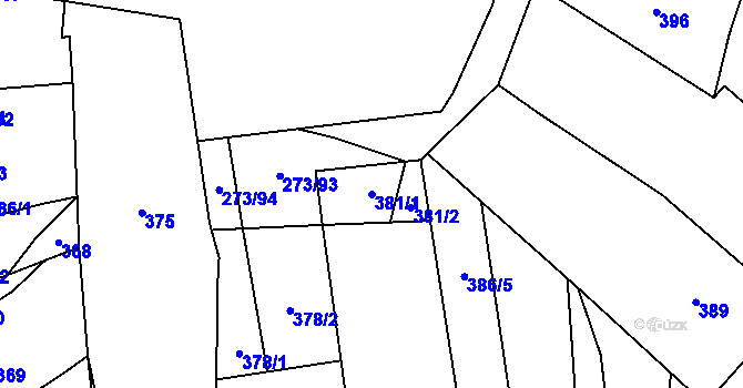 Parcela st. 381/1 v KÚ Sedlec u Mikulova, Katastrální mapa